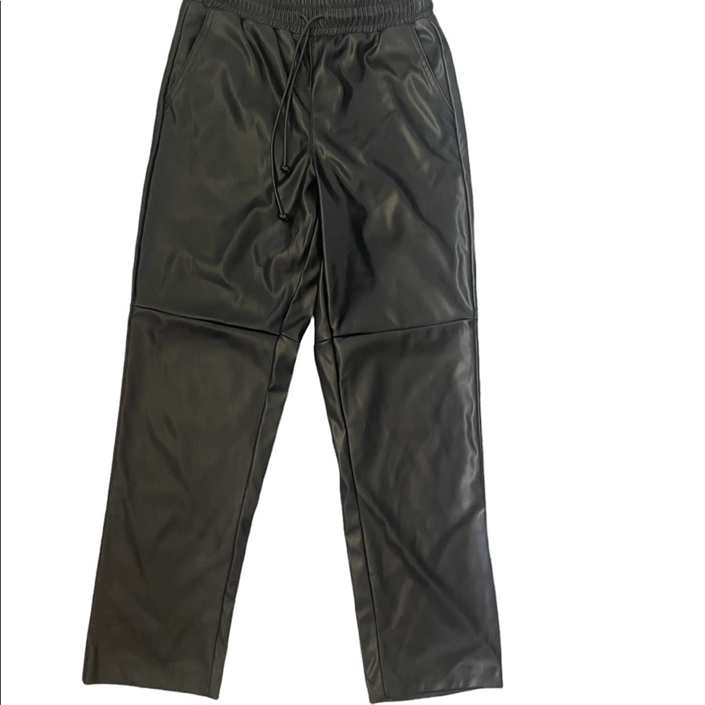 NIA Vegan Leather Baggy Drawstring Jogger Pants Black NWT Size XS - Picture 7 of 13